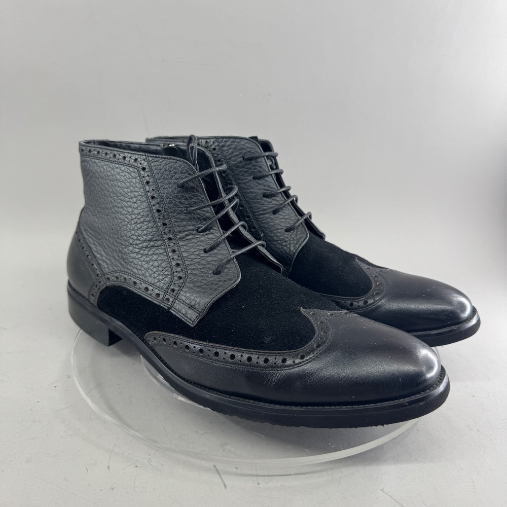 English Laundry Mens Leather Suede Wingtip Brogue Dress Boots Black Size 13